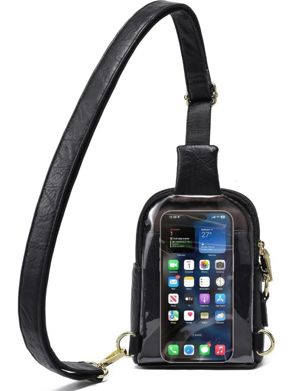 Stylish Touchscreen Crossbody Phone Purse, Small Sling Bag for Women, Black